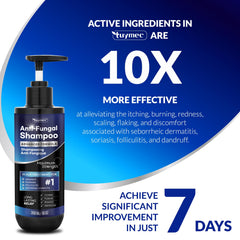 Tuymec psoriasis shampoo application on scalp with 3-5 minute ritual