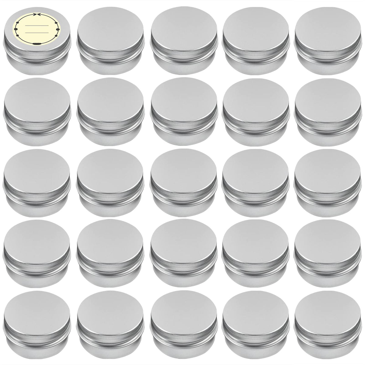 TUZAZO 24-pack aluminum tin cans with screw lids offer durable storage on the go.