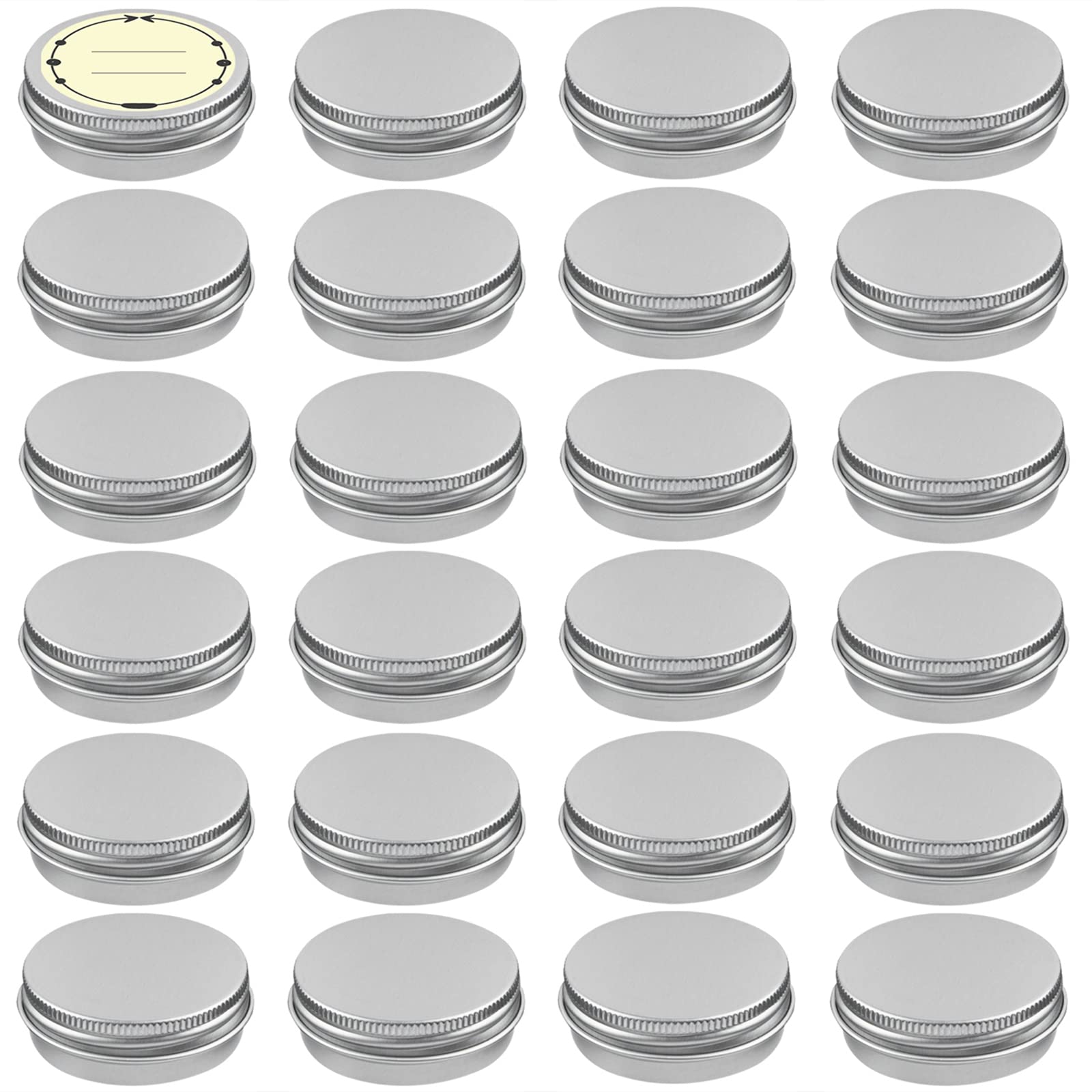 TUZAZO 24-pack aluminum tin with 0.5oz capacity for compact lip balms and creams.