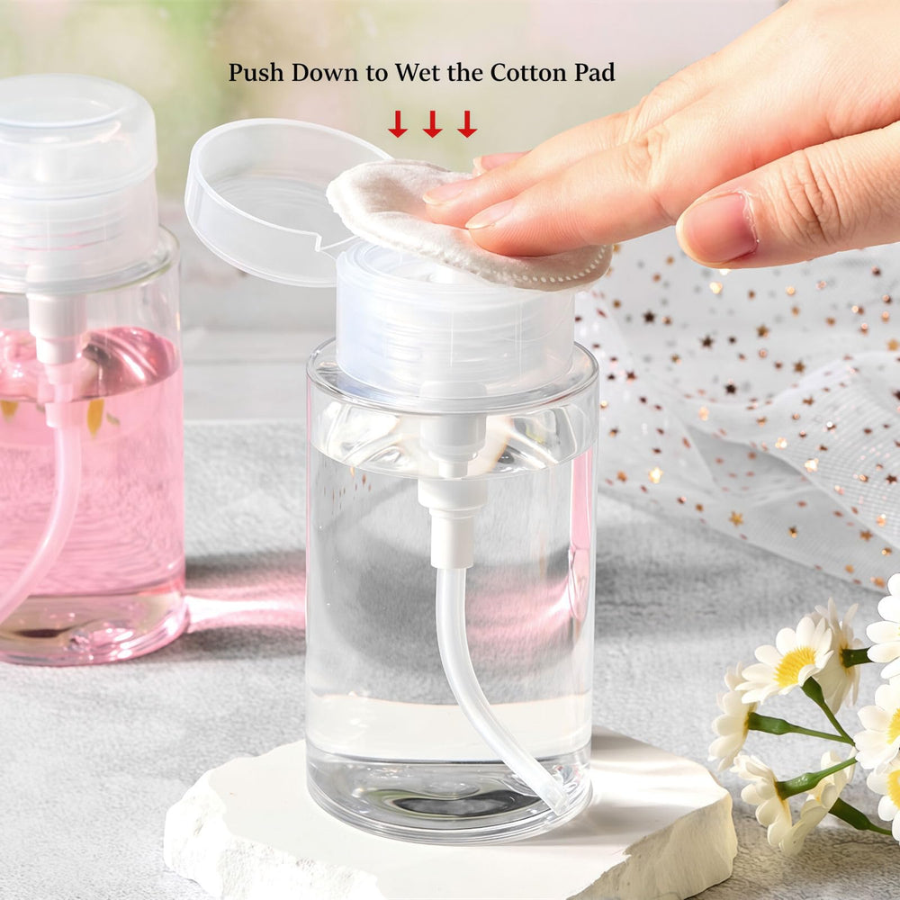 TUZAZO 3-pack push-down pump bottle cap closeup showing secure cap for travel