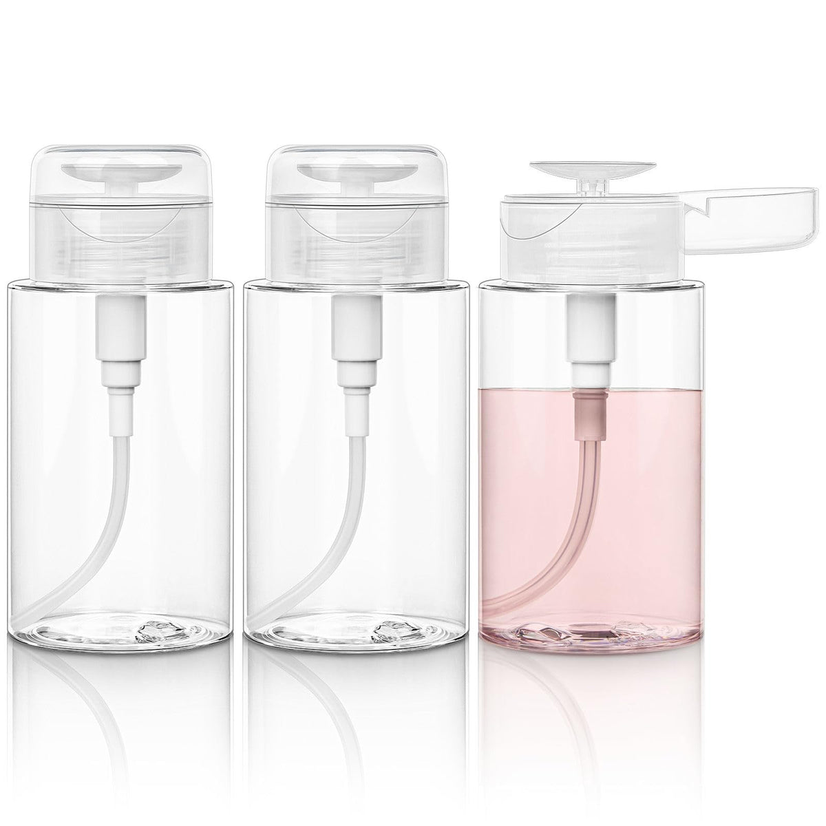 TUZAZO 3-pack push-down pump bottle front view for easy access makeup remover and micellar water