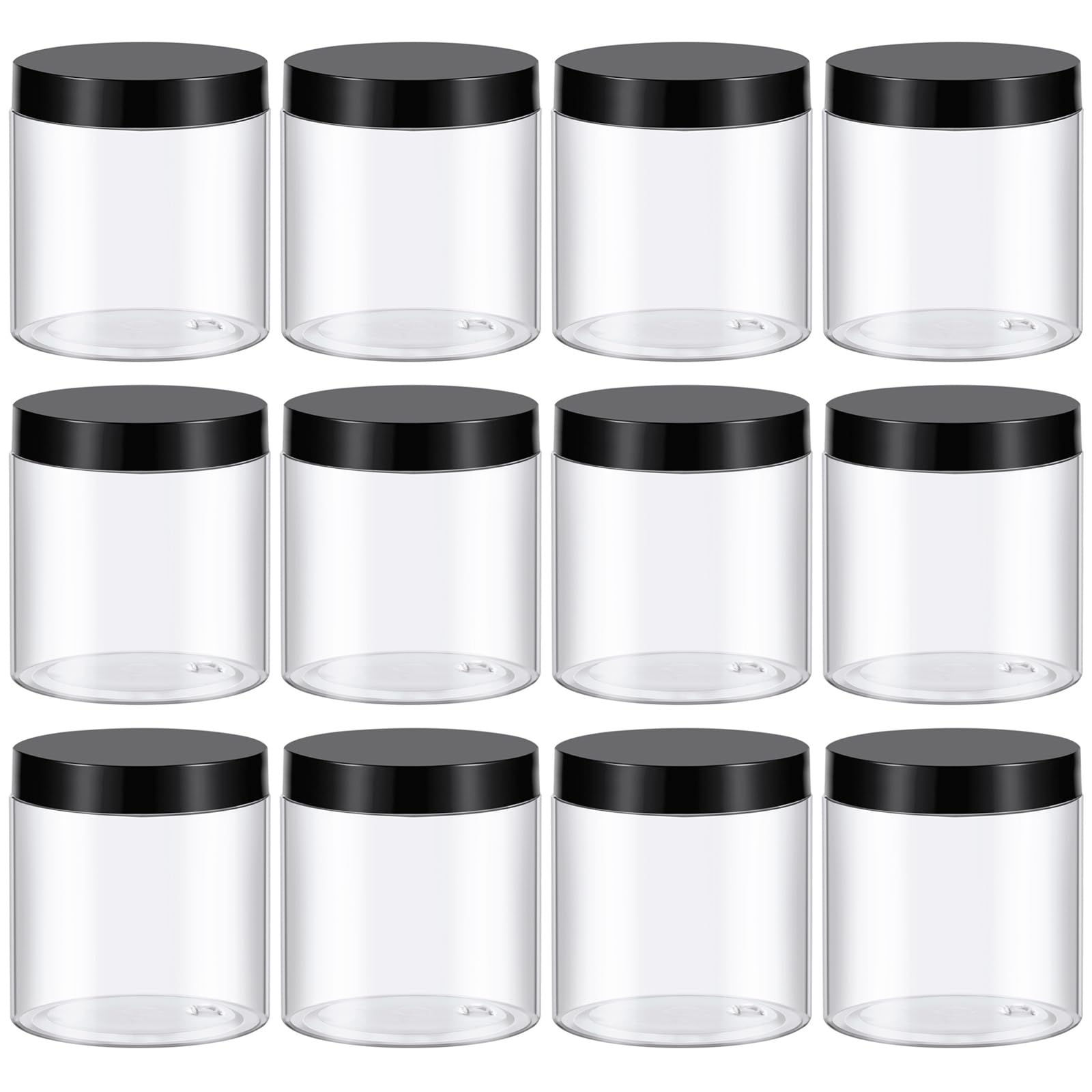 TUZAZO 8 oz clear plastic jar with black lid for lotions and creams on travel