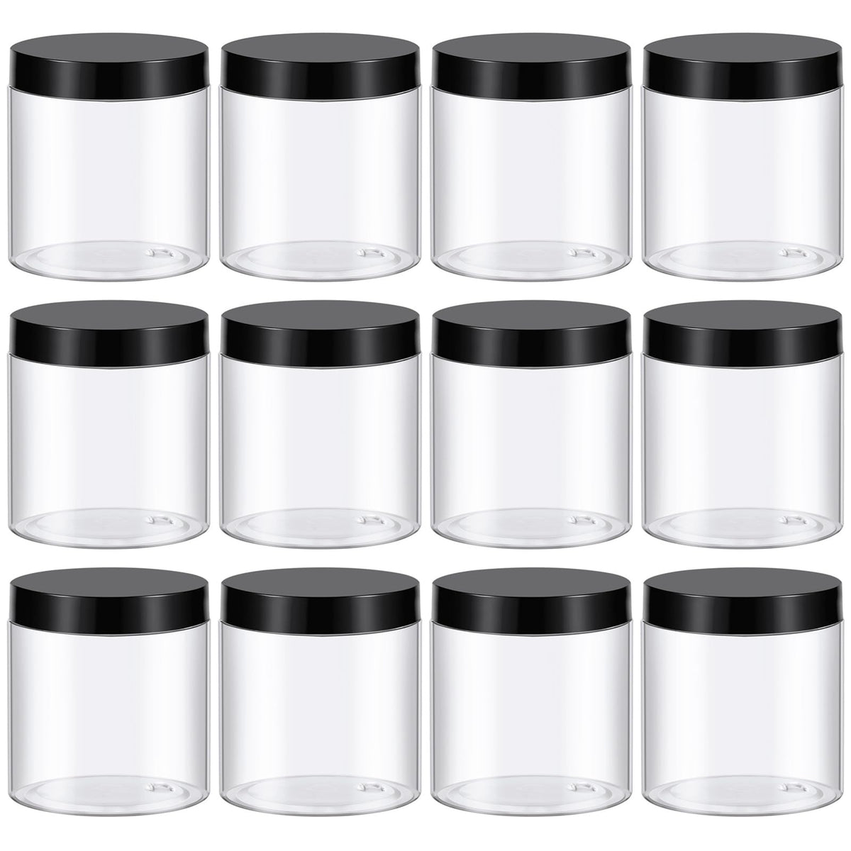 TUZAZO 8 oz clear plastic jar with black lid for lotions and creams on travel