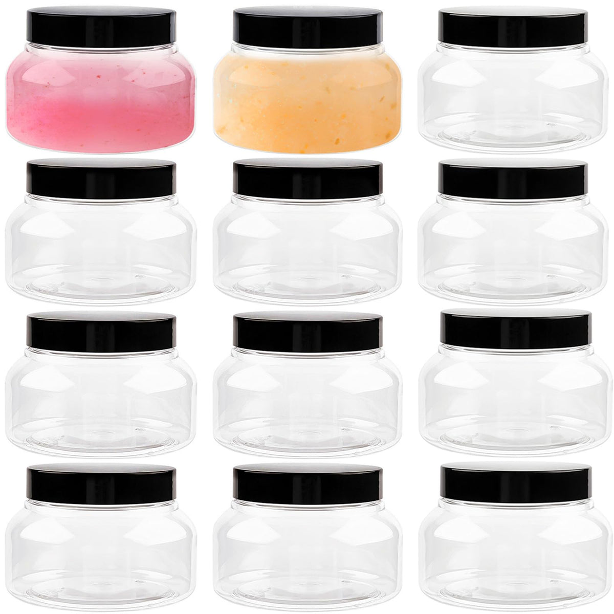 TUZAZO 8 oz plastic Tuscany jar with lid shows clear, premium packaging for cosmetics.