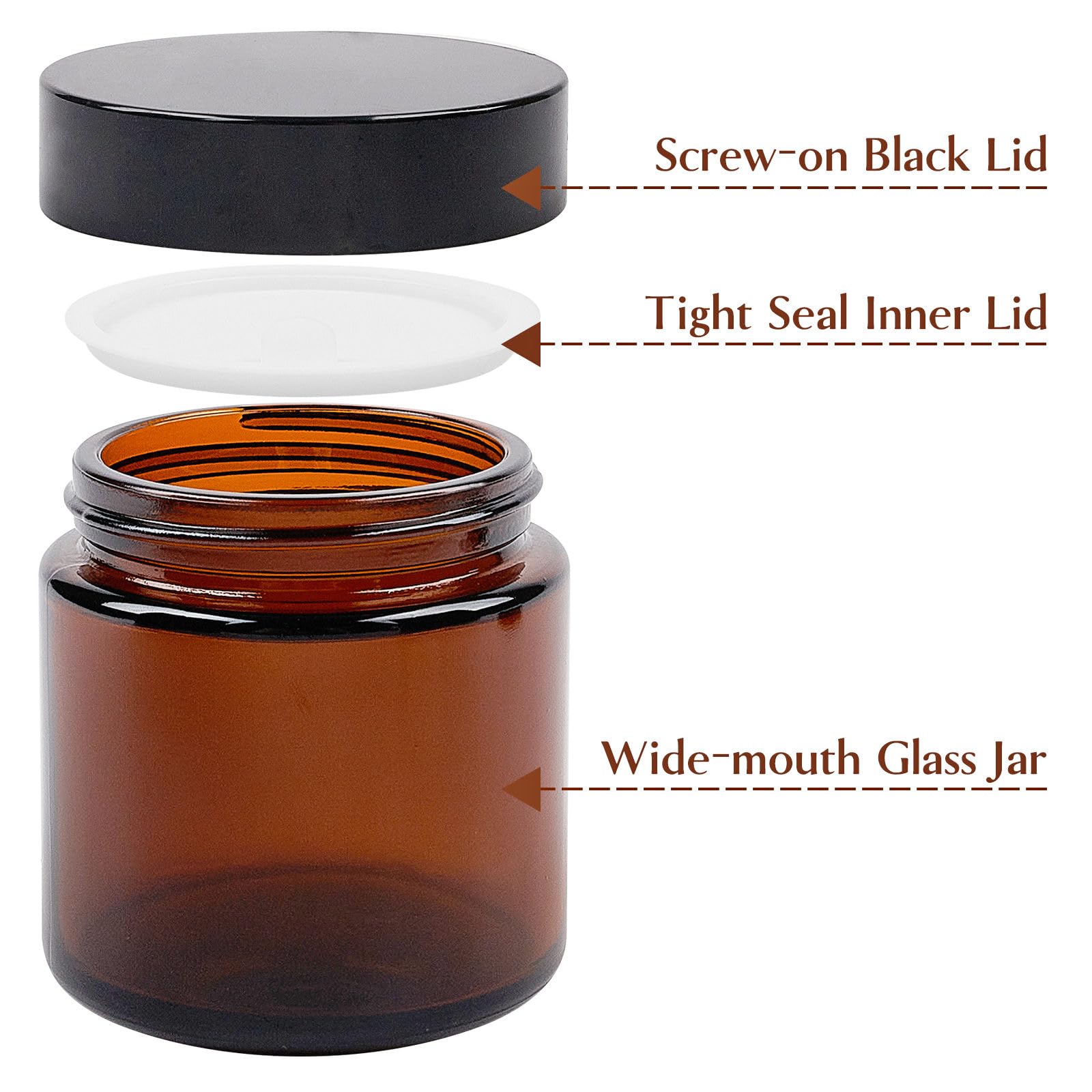 TUZAZO 4oz amber jars ideal for candles, oils, and pigments
