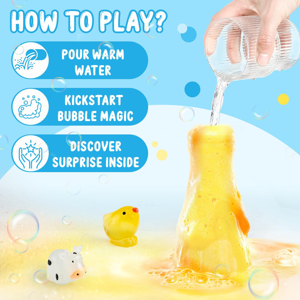 TUZT colorful fizz powders bath image shows vivid colors and bubbly fizz when water activates potions.