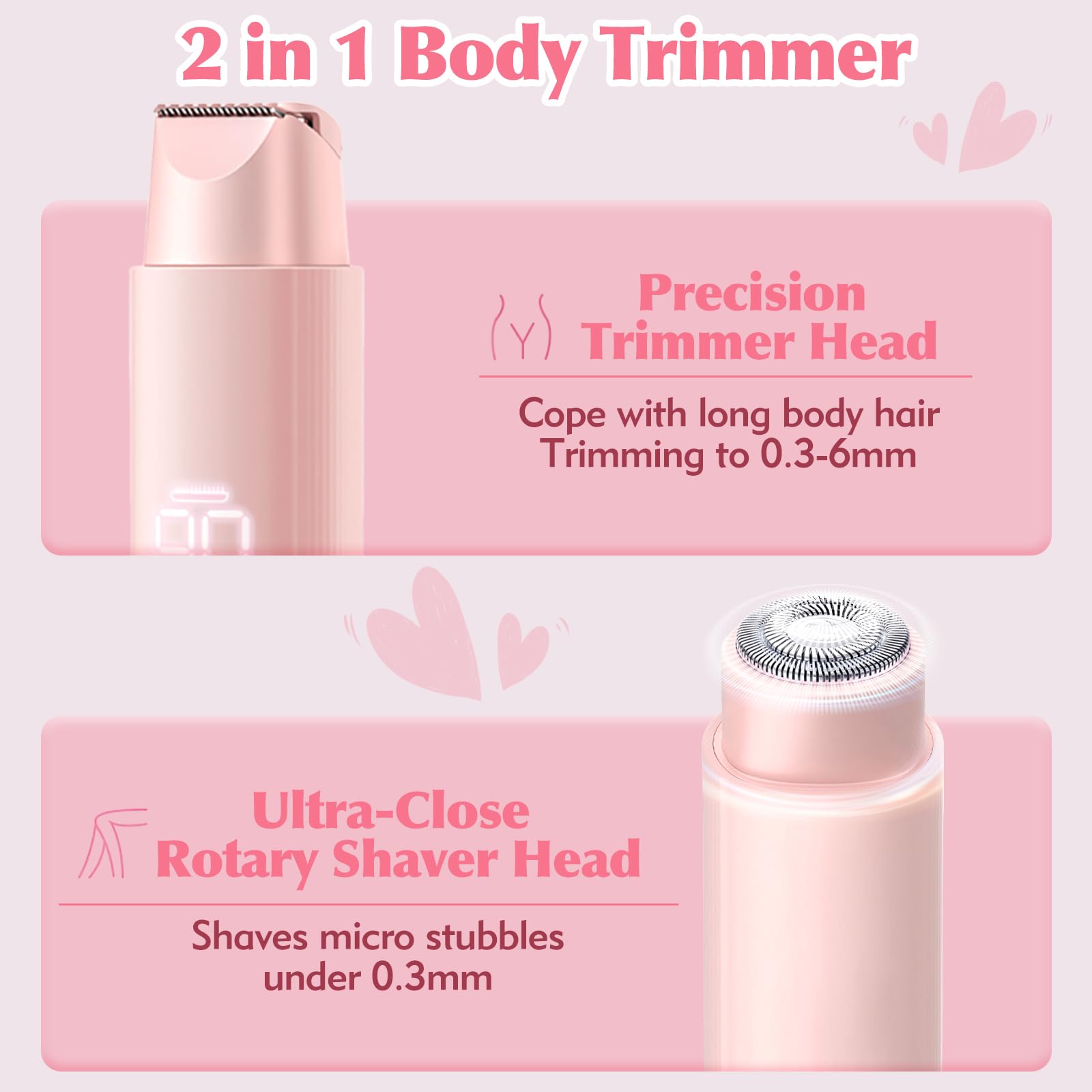 TWAKA bikini trimmer gentle steel head reduces skin friction during use.