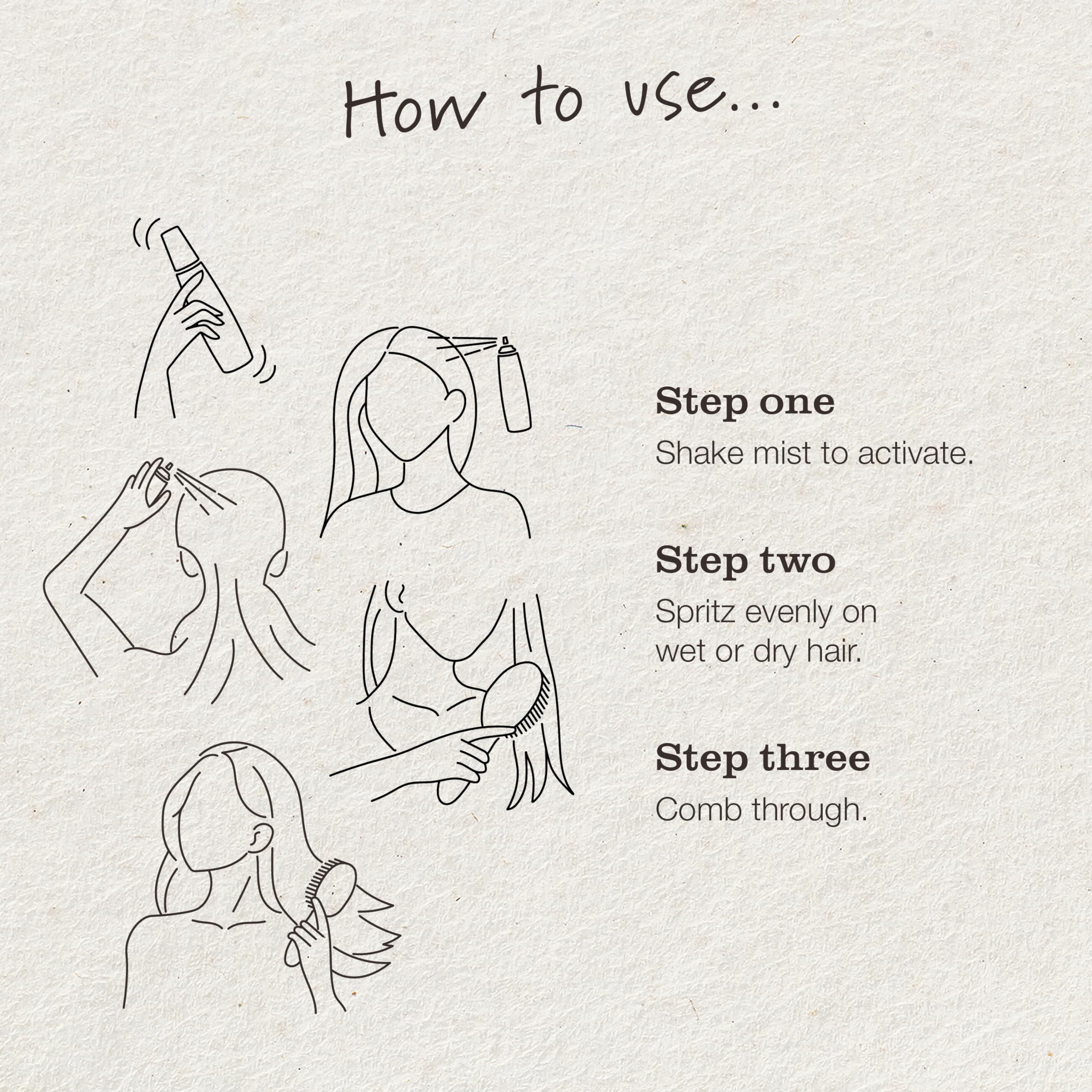 Tweak’d by Nature shine mist spray on dry hair—instant gloss and smoothness.