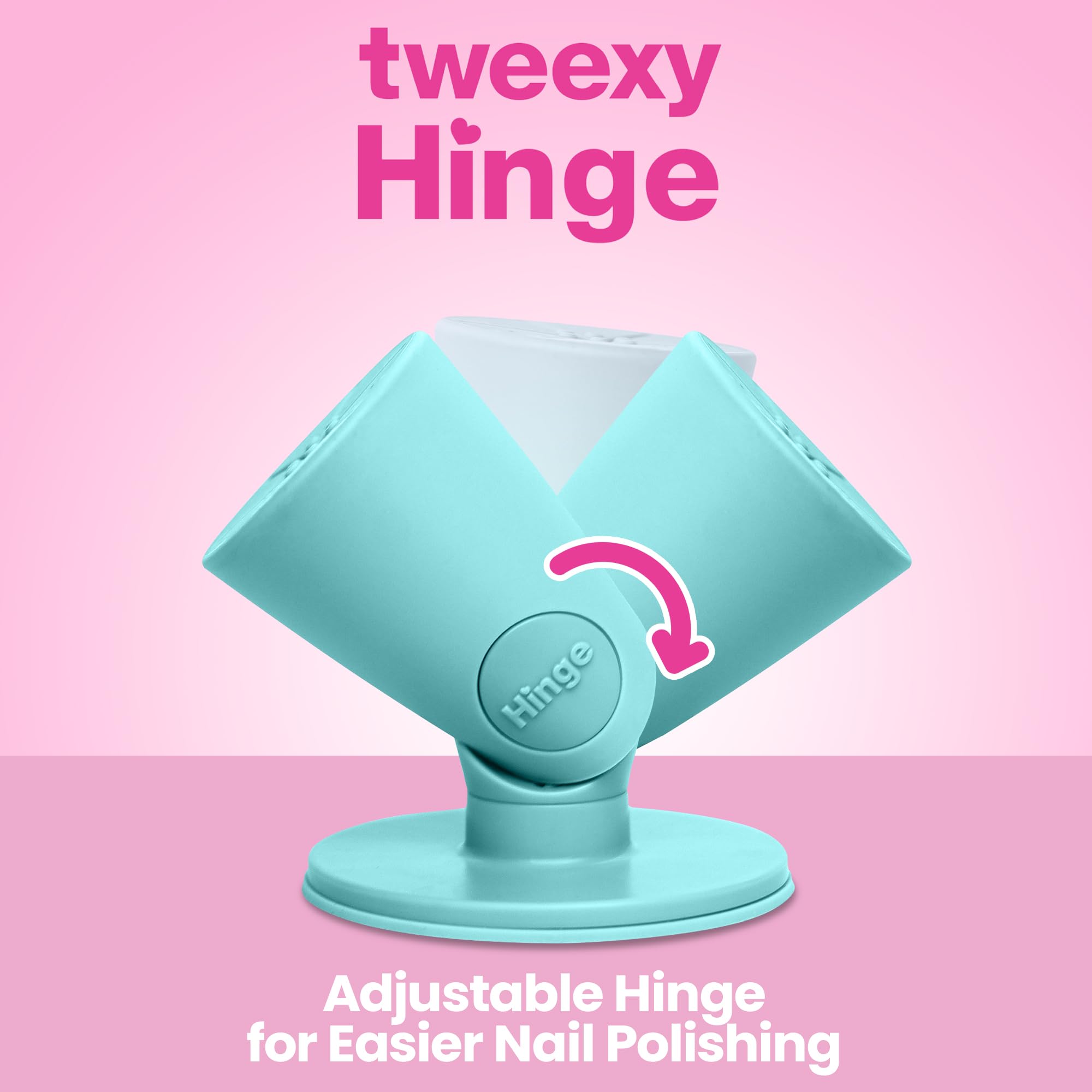 Tweexy Hinge IntelliStick technology grips surfaces for secure positioning.