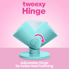 Tweexy Hinge IntelliStick technology grips surfaces for secure positioning.
