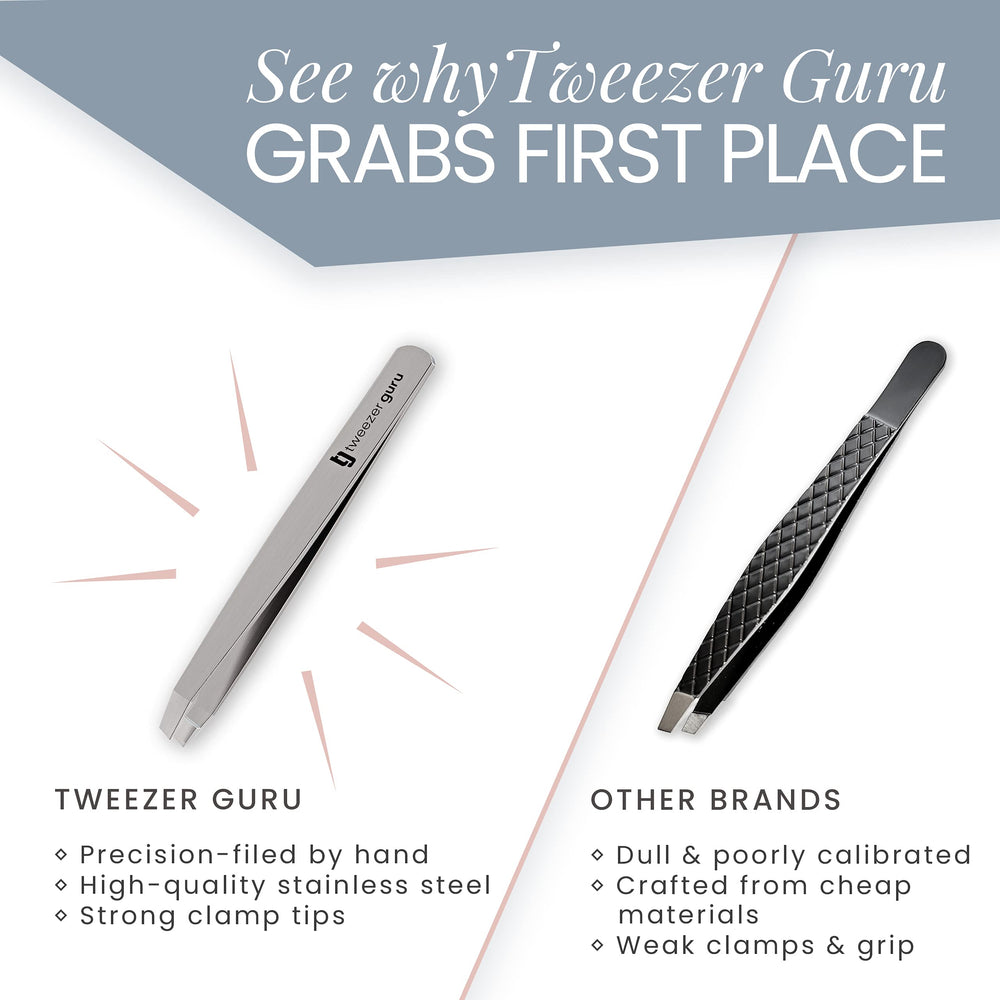 Tweezer Guru anti-slip grip tweezers provide secure control during precise plucking