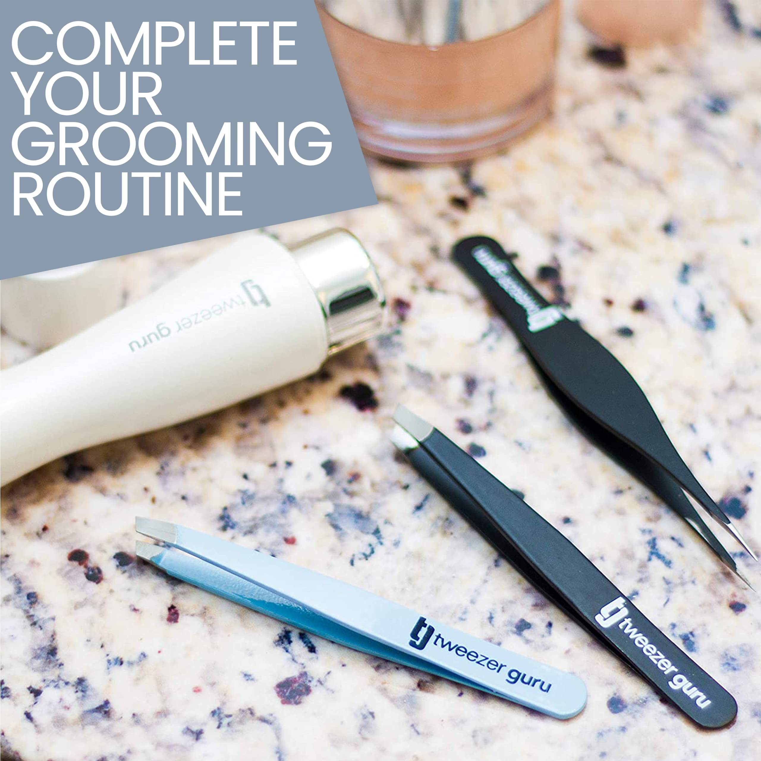 TWEEZER GURU black compact design supports discreet, everyday grooming tasks.