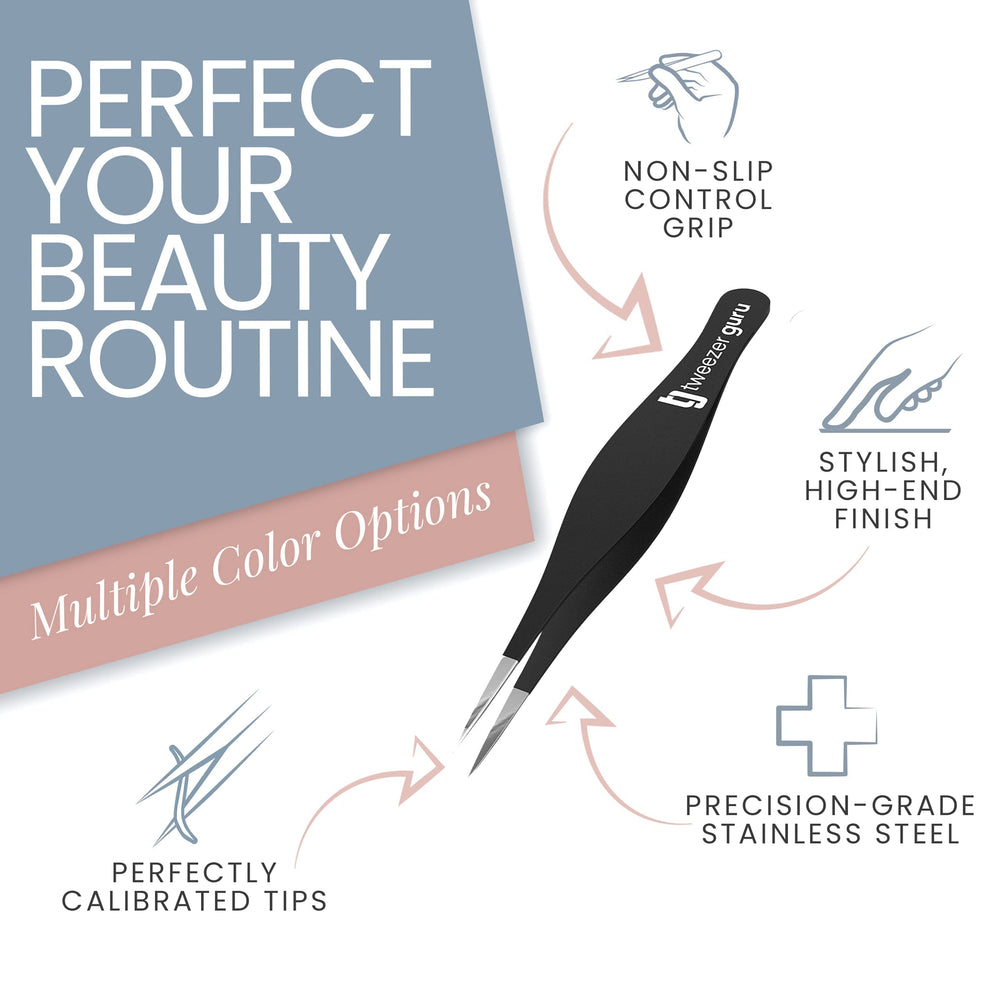 TWEEZER GURU durable stainless steel finish provides reliable grip during grooming.