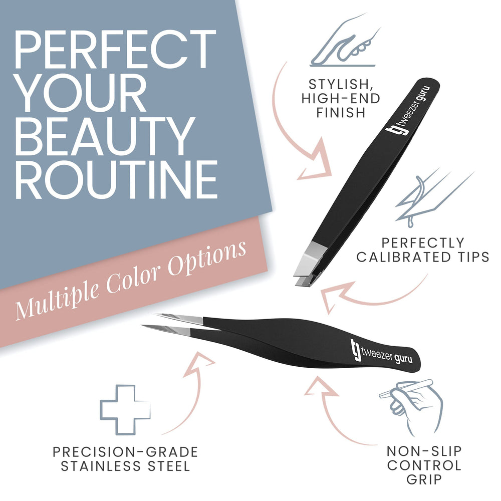 TWEEZER GURU eyebrow tweezers provide precise grip for clean shaping.