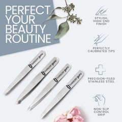Tweezer Guru slanted tweezers angled tip demonstrates shaping brows with controlled grip