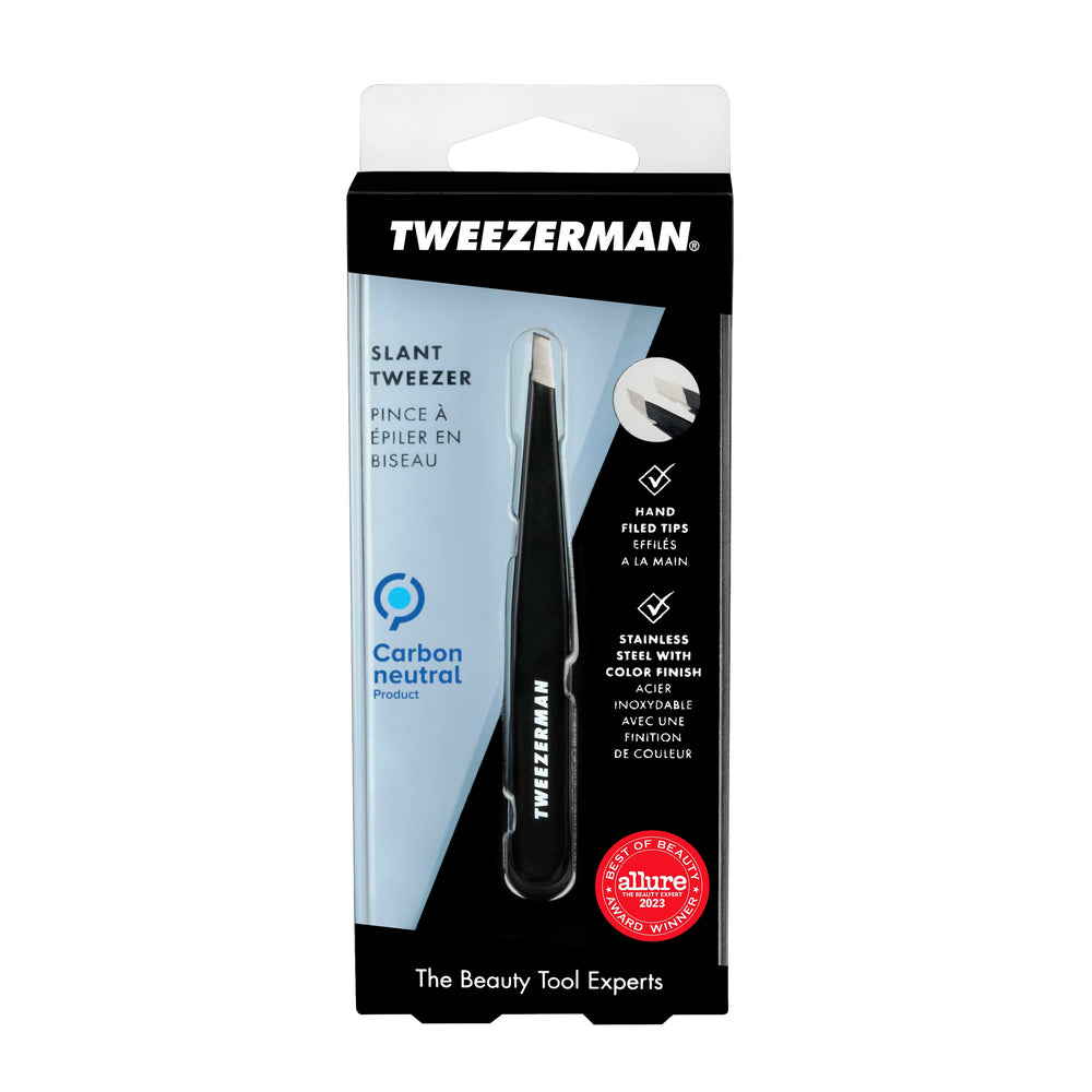 Tweezerman brow prep with warm washcloth opens pores before removal.