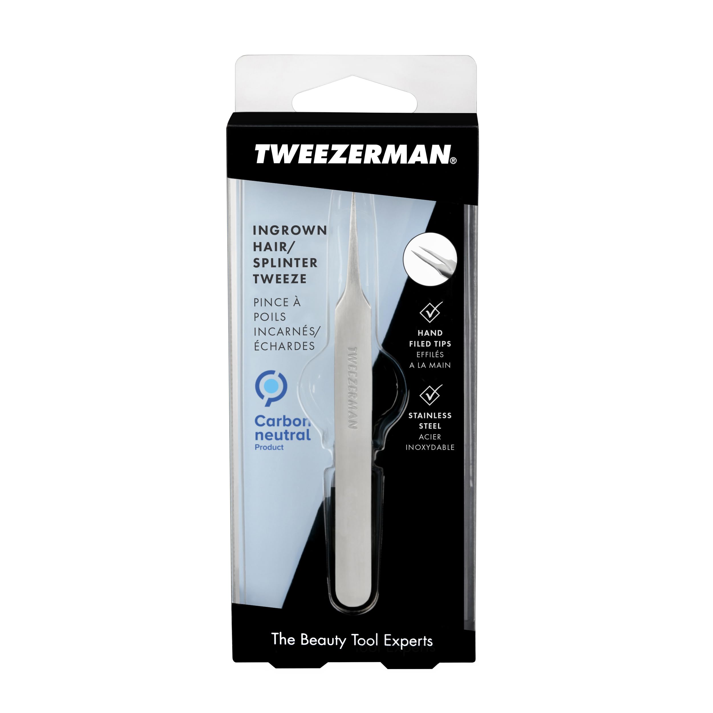 Diseño ergonómico de Tweezerman para manejo cómodo