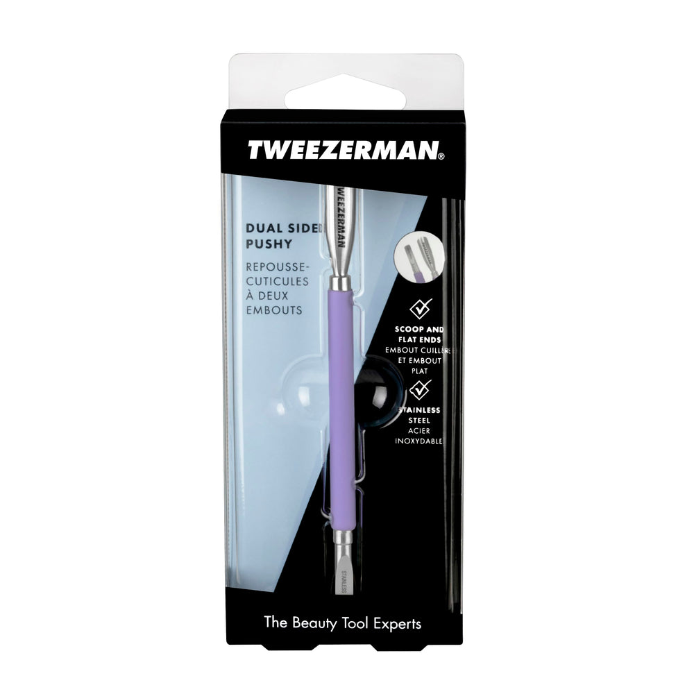 Tweezerman Dual Sided Pushy moisturize nails and hands before use for gentler handling.
