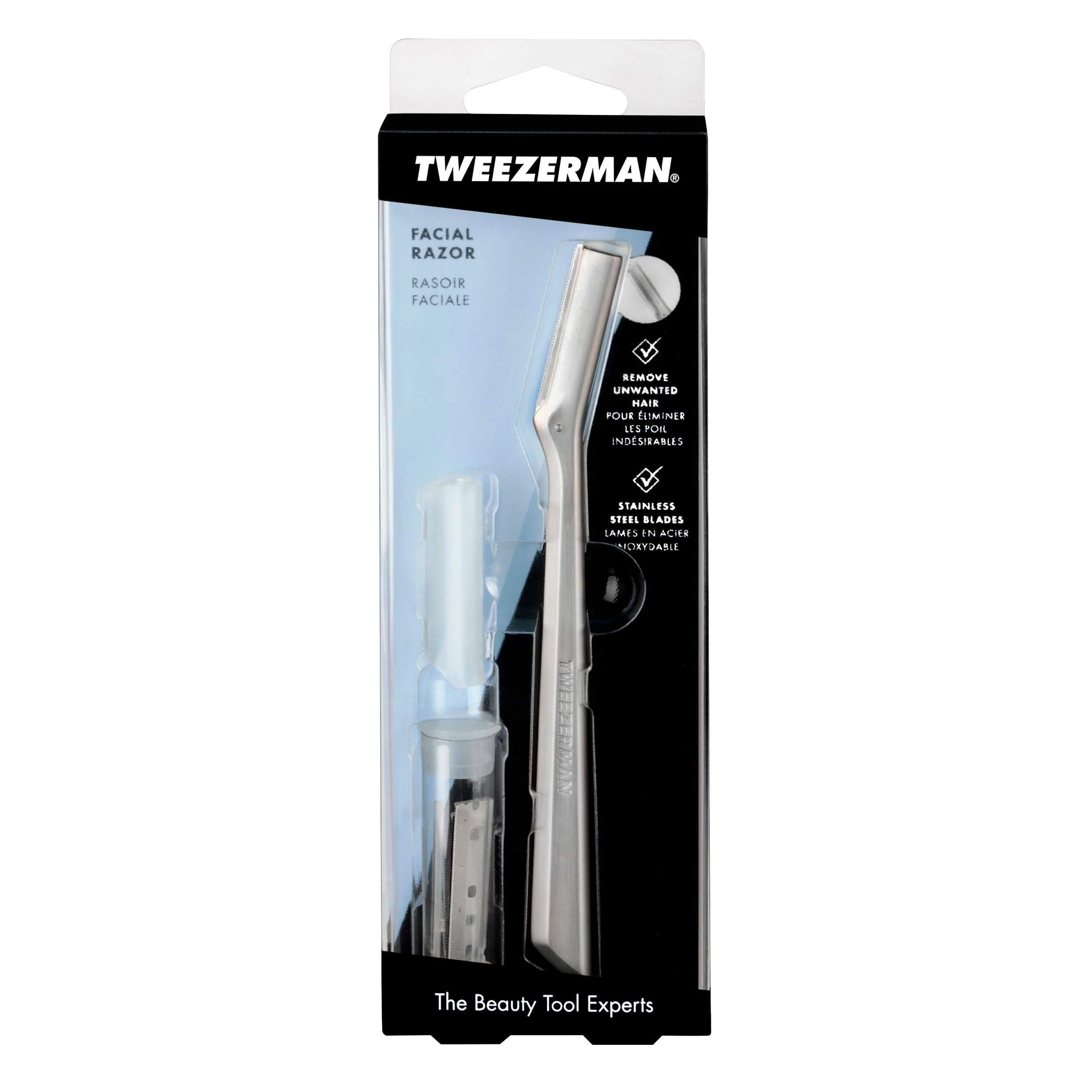 Tweezerman facial razor dry storage setup for clutter-free routine
