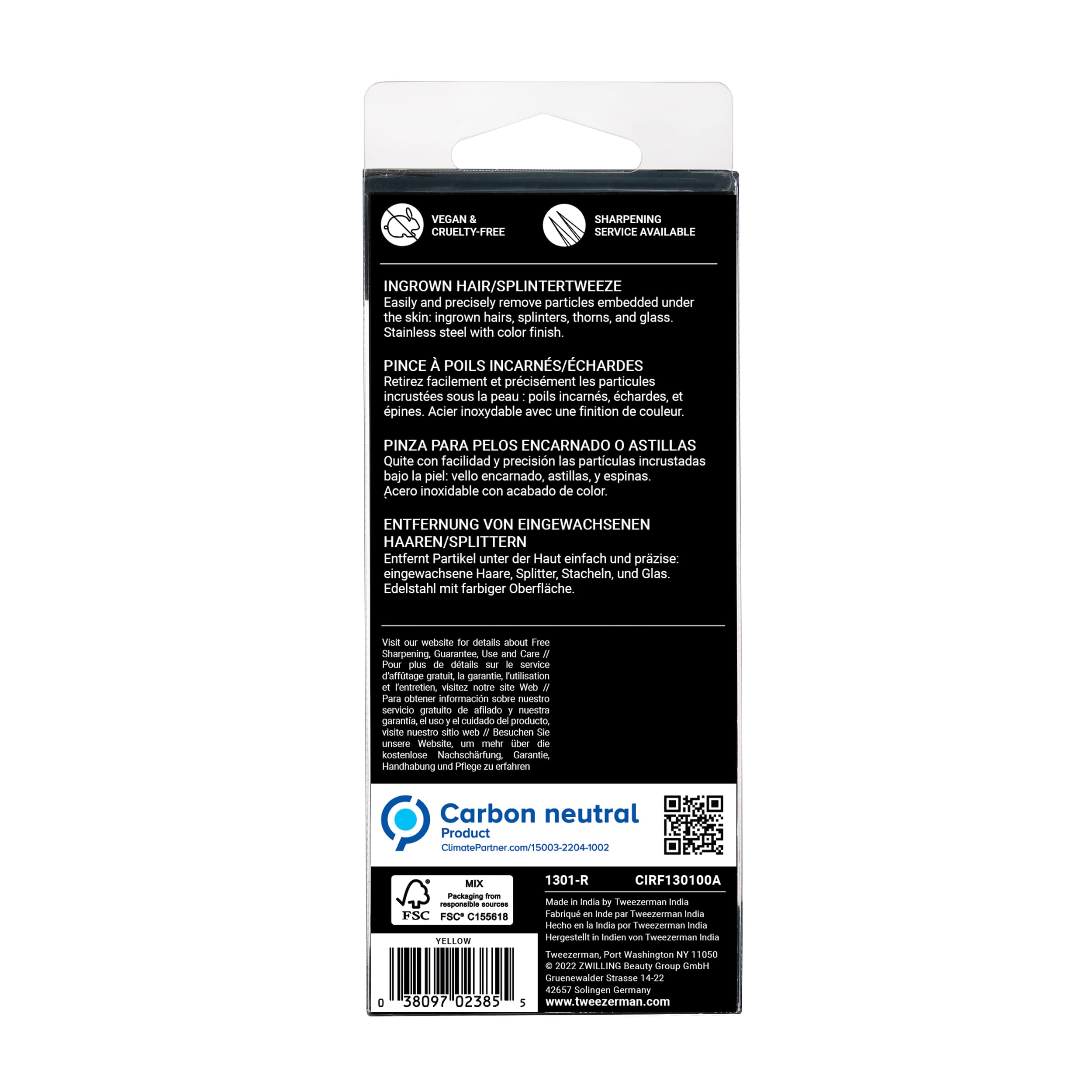 Tweezerman First Aid Splintertweeze easy to clean stainless steel design.