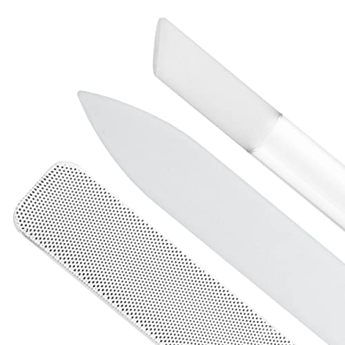 Tweezerman Glass Nailcare Set cuticle pushy angled end for precise push-back.