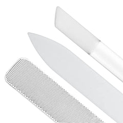 Tweezerman Glass Nailcare Set cuticle pushy angled end for precise push-back.