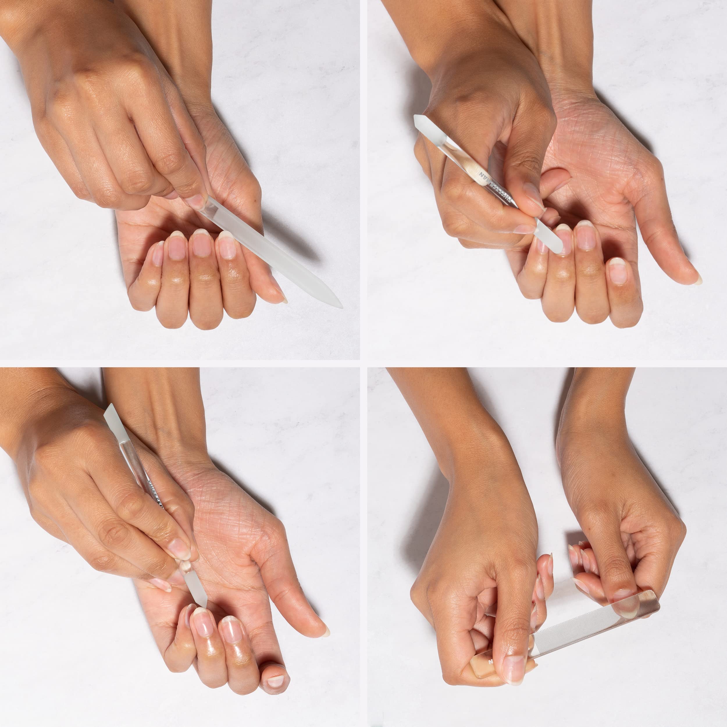 Tweezerman Glass Nailcare Set nail bed shine close-up demonstrates gloss.