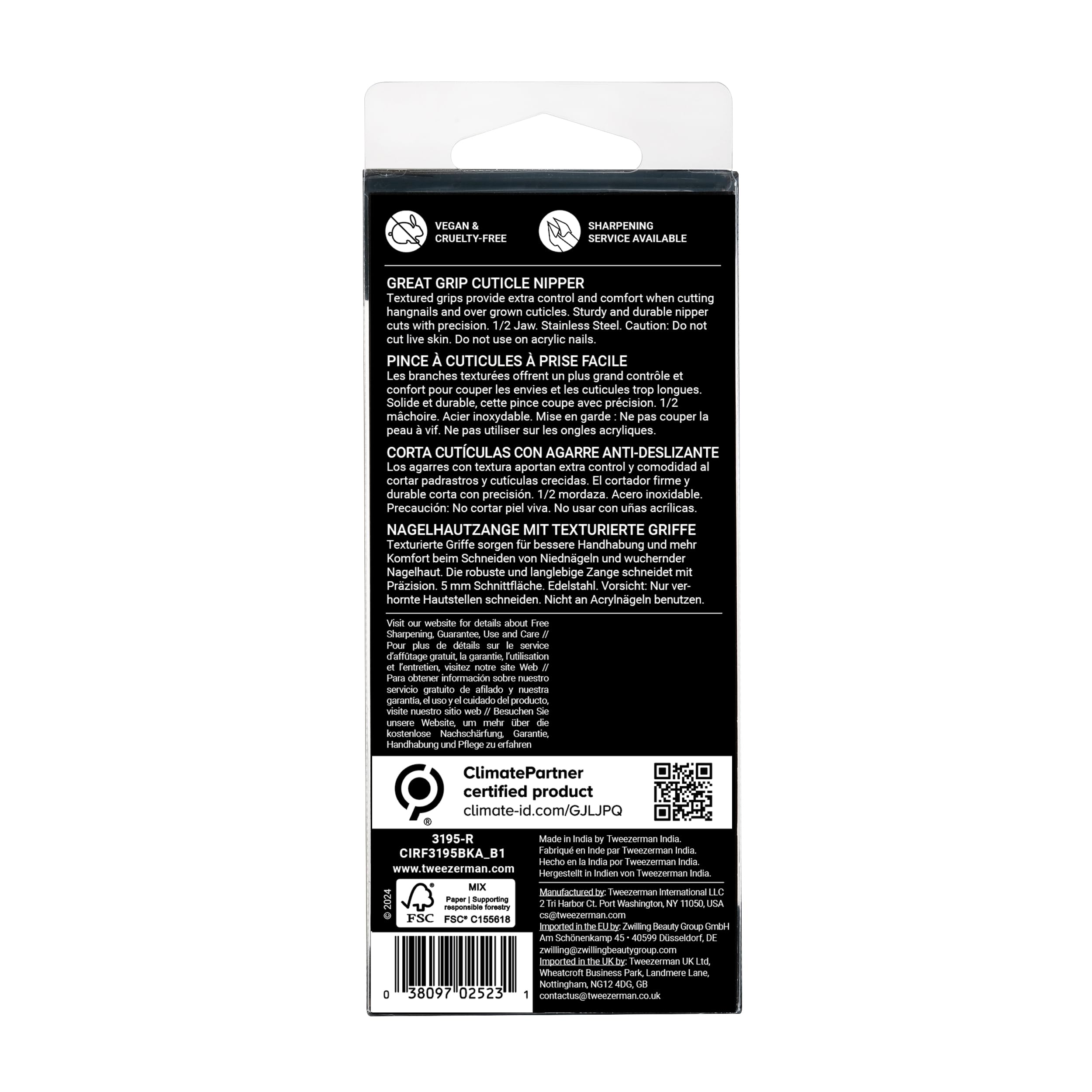 Tweezerman Great Grip Nipper blade cleaning and maintenance with alcohol wipe.