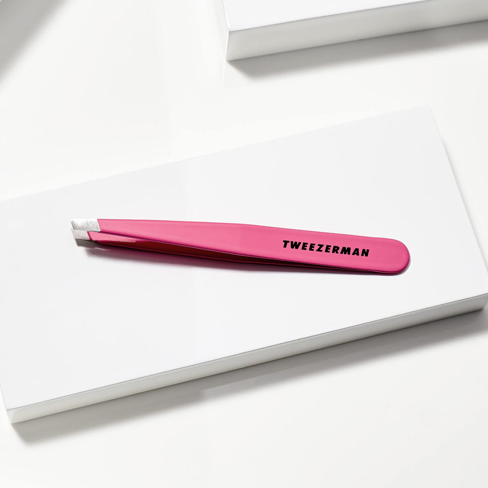 Tweezerman hand-filed tips closeup emphasizes durable, precise grip for consistent hair removal.