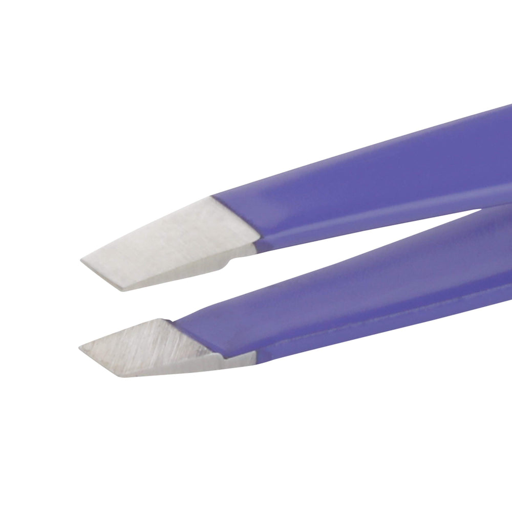Tweezerman Mini Slant Travel Tweezers Blooming Lilac shows compact travel-ready design.