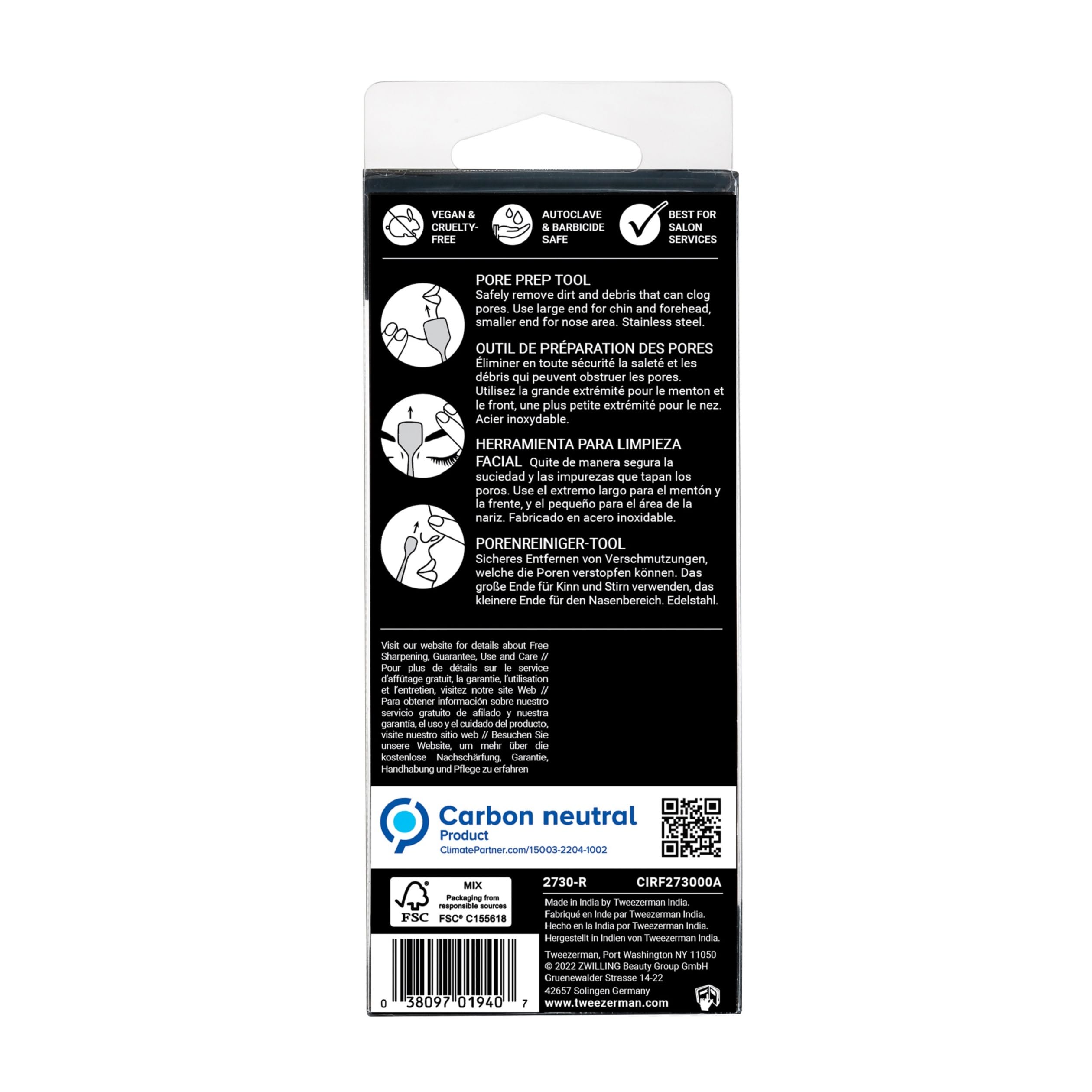Tweezerman pore prep tool near-steam use demonstrates improved product penetration.