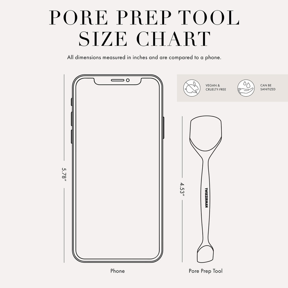 Tweezerman pore prep tool weekly-use visuals show deeper cleansing possibilities.