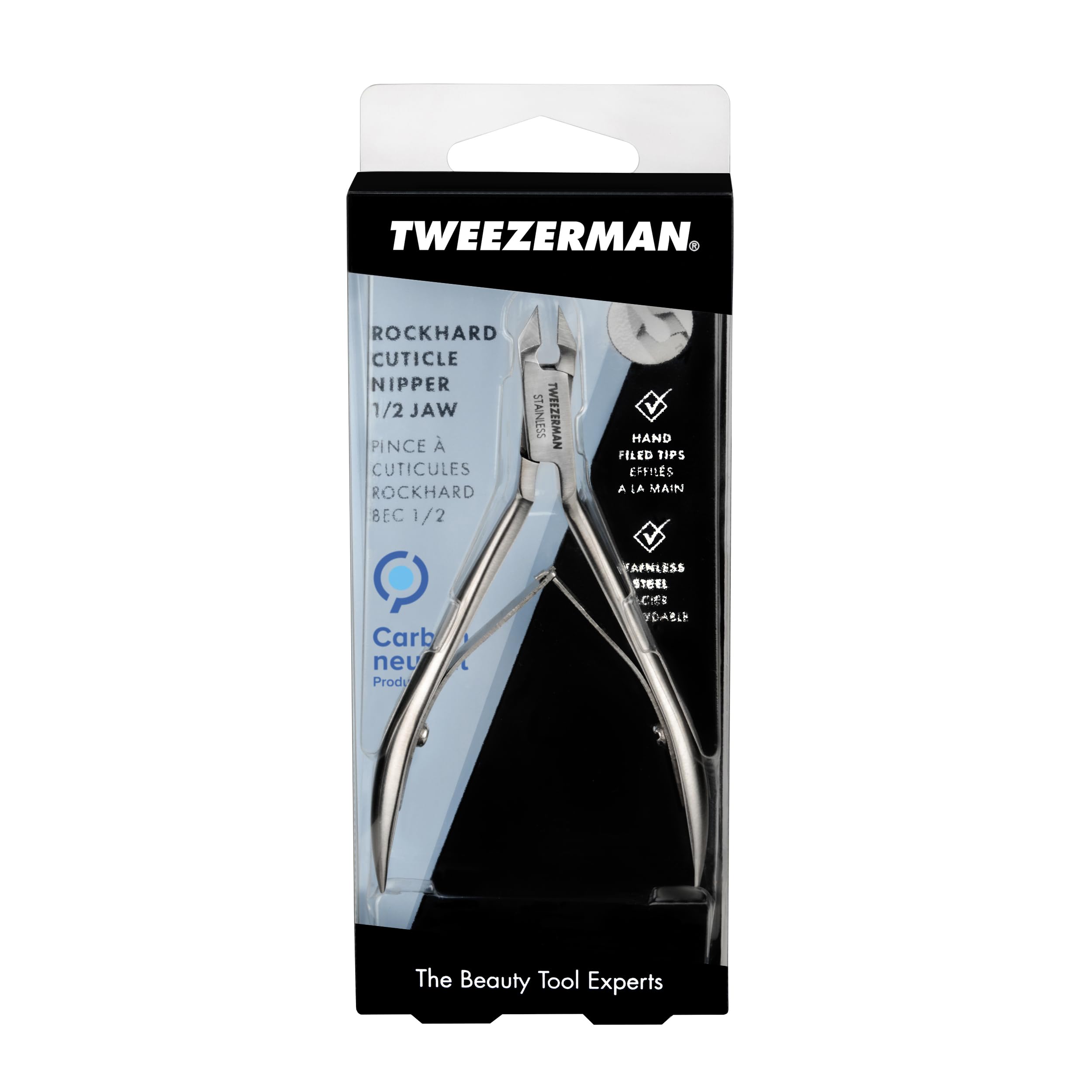 Tweezerman Rockhard at-home manicure setup demonstrates convenient, professional-looking results.