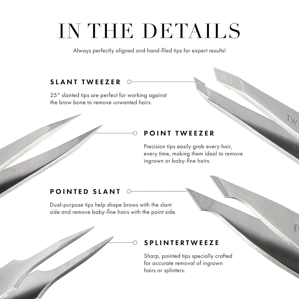 Tweezerman rose gold mini slant tweezer brow shaping handy for quick touchups