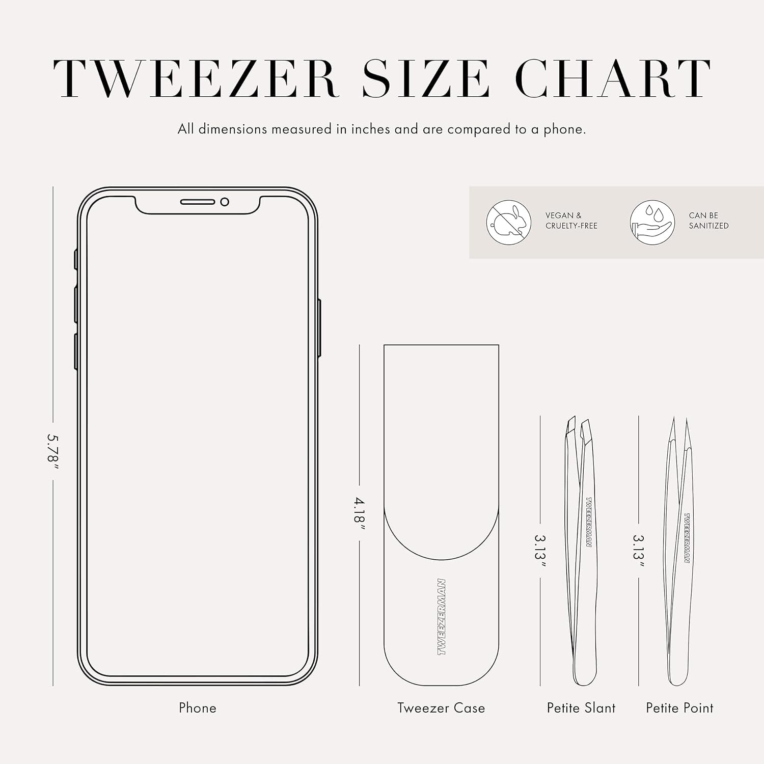 Tweezerman sanitizing tweezers with alcohol wipe keeps tools sanitary between uses.