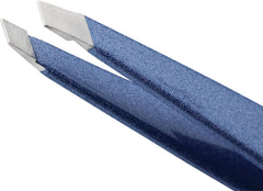 Tweezerman sky-blue finish slant tweezer with comfortable grip for precise grooming