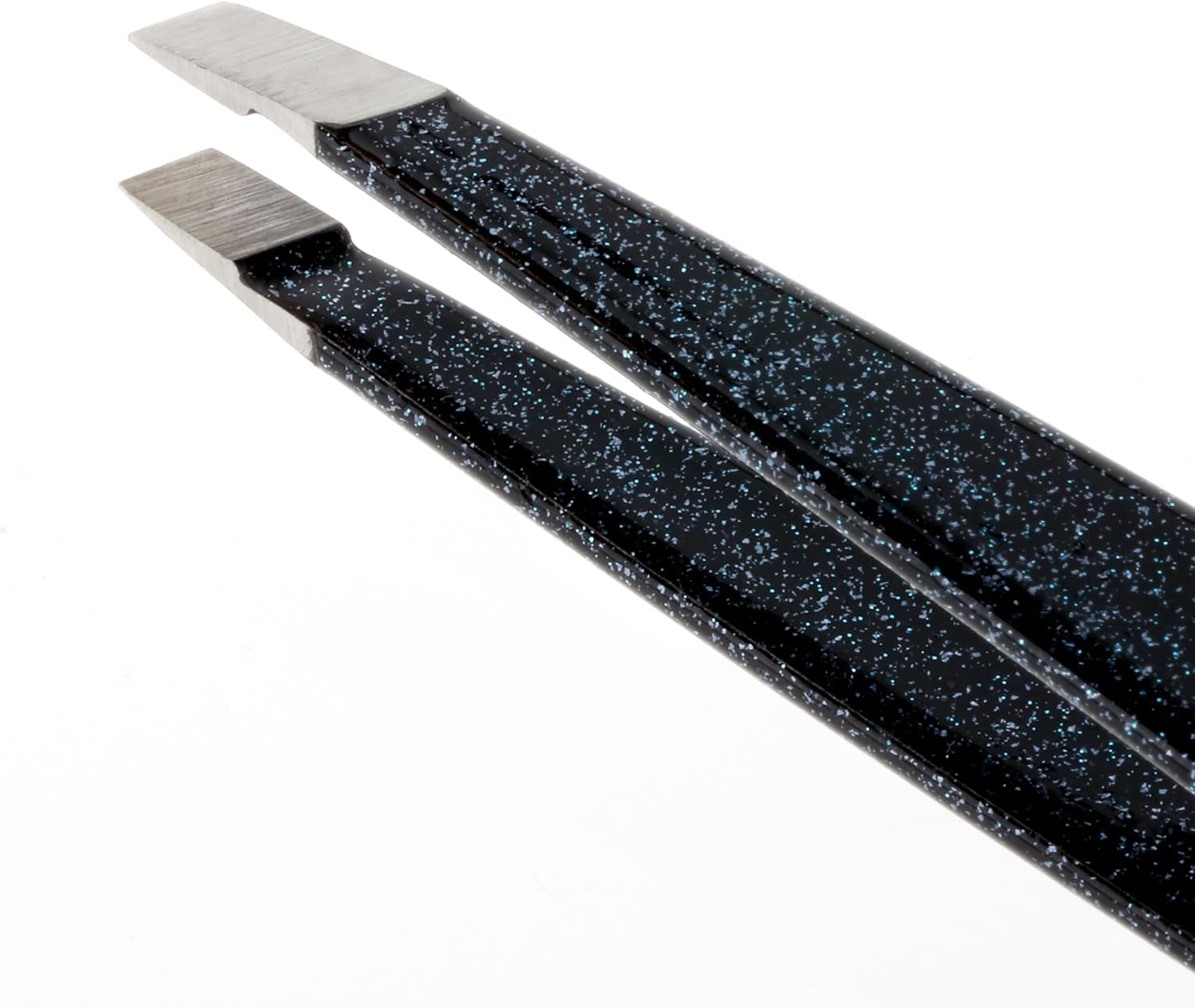 Tweezerman Slant Tweezer at a 25-degree angle demonstrating brow precision.