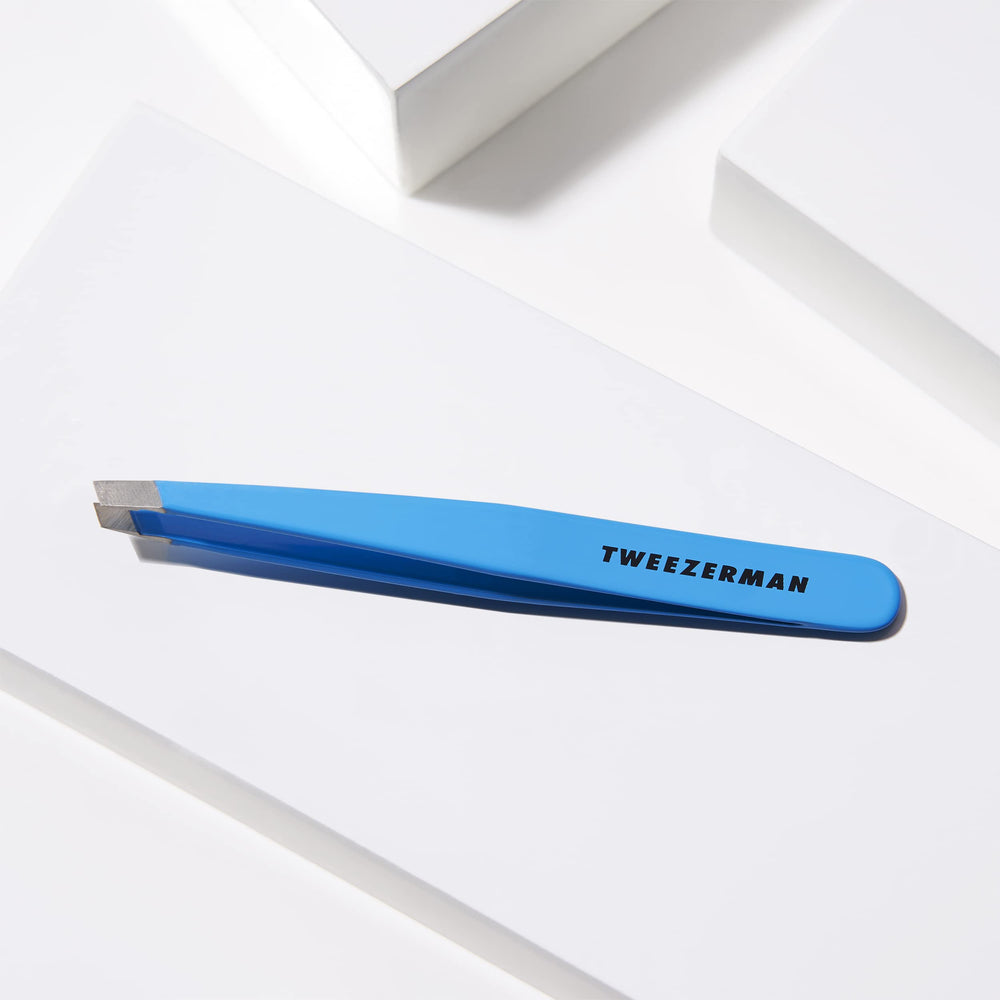 Tweezerman Slant Tweezer Blue Jewel after-use clean for longevity.