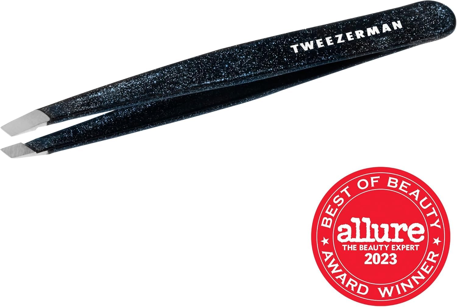 Tweezerman Slant Tweezer with calibrated tension for comfort and control during use.