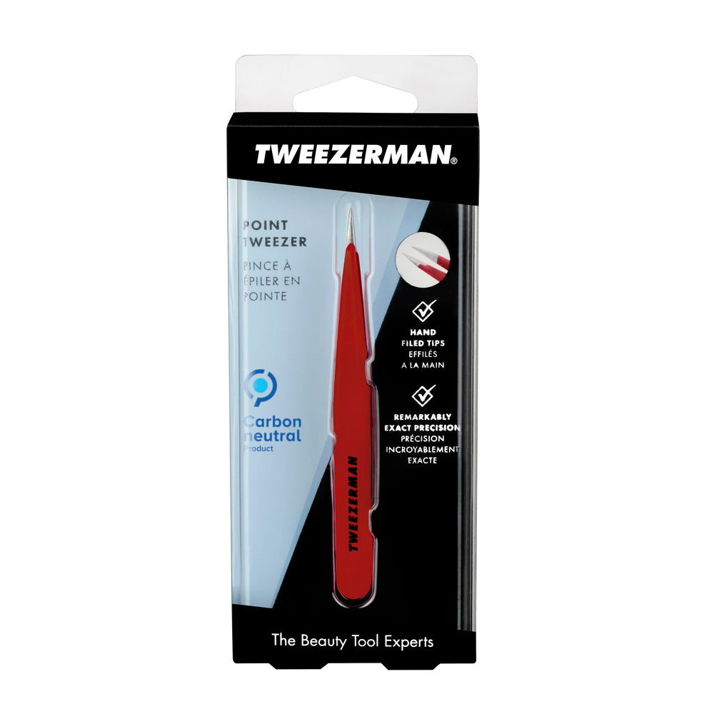 Tweezerman stainless steel point tweezer design and material highlight