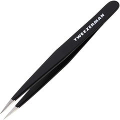 Tweezerman stainless steel point tweezer tip close-up showing precise alignment