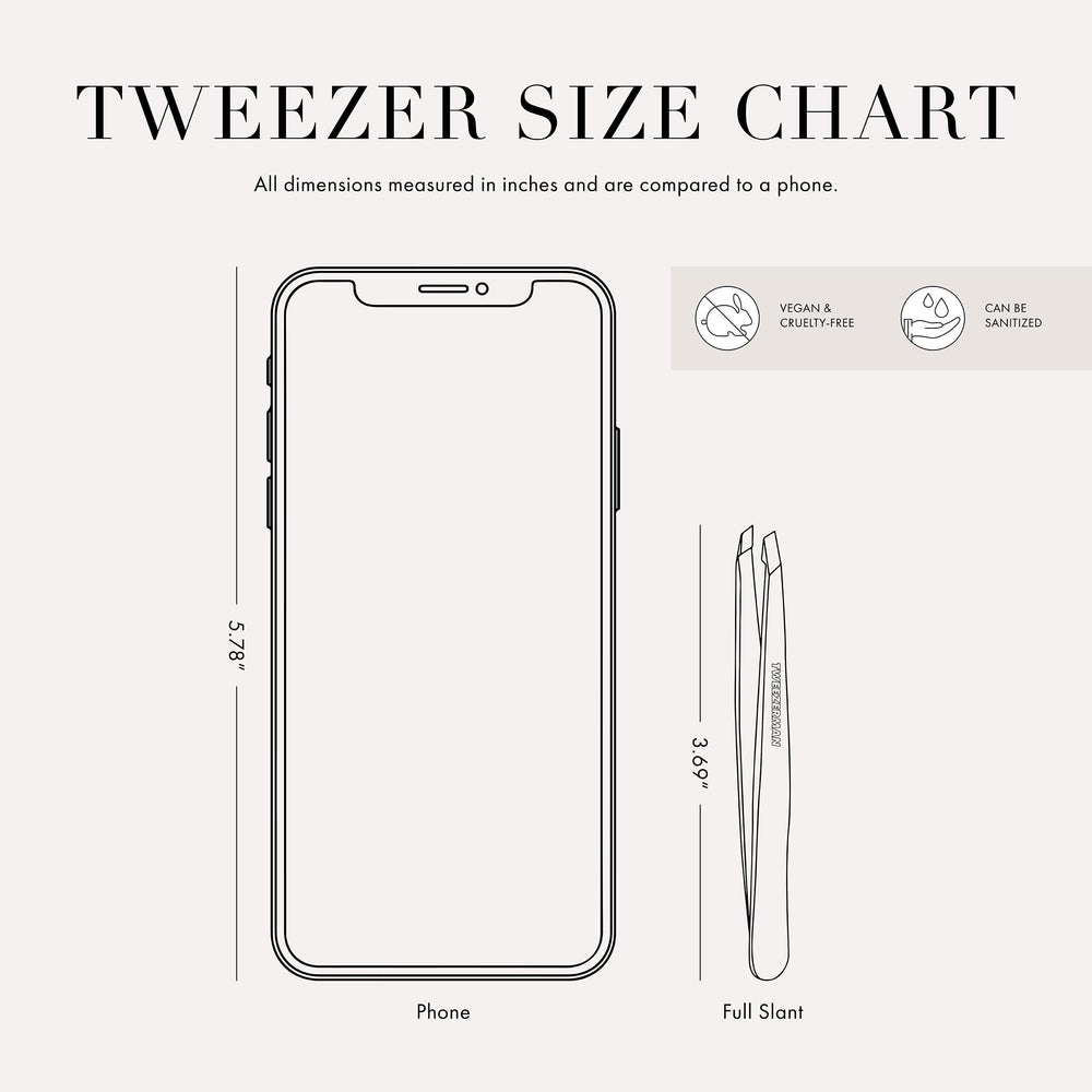 Tweezerman stainless-steel slant tweezer 25-degree angle for brow bone control.
