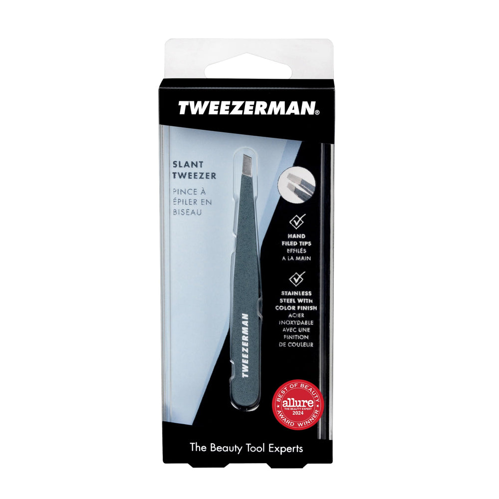 Tweezerman blue stone care-cleaning image reminds easy upkeep