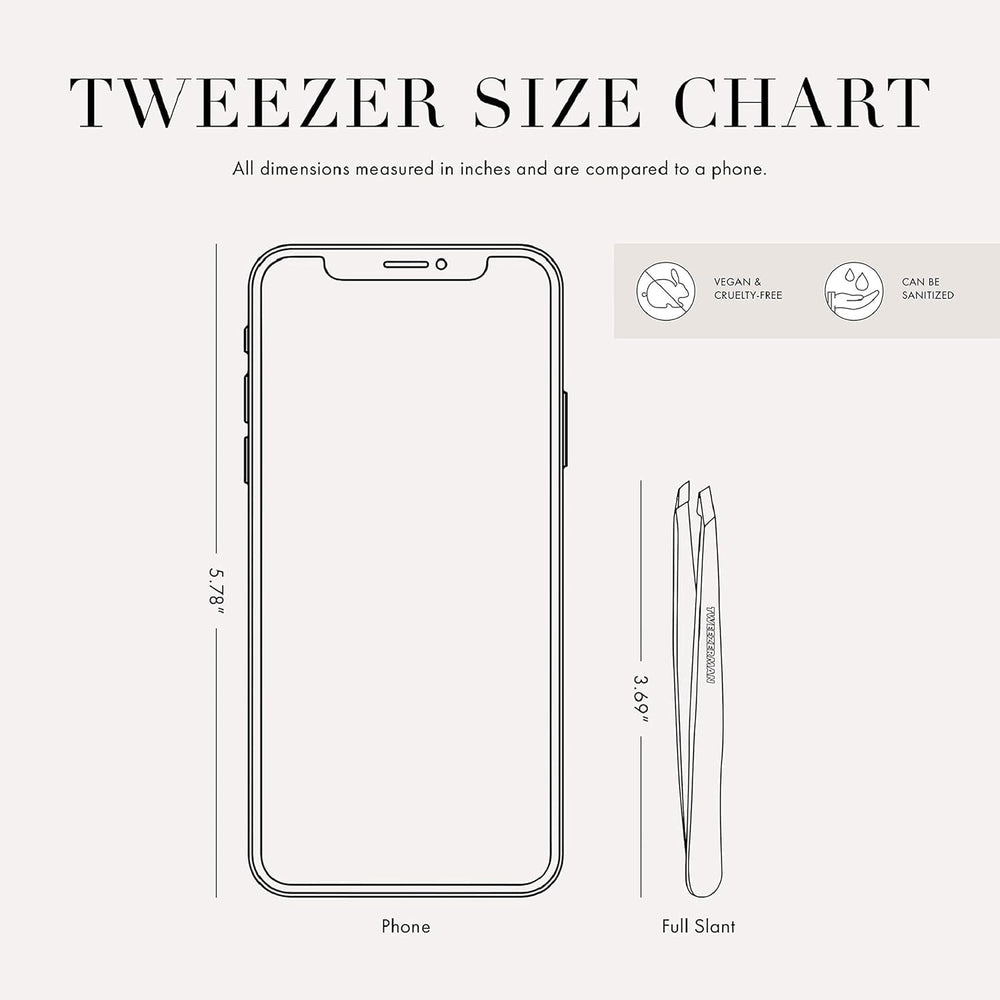 Tweezerman tweezer tips cleaned with alcohol wipe for hygienic maintenance.