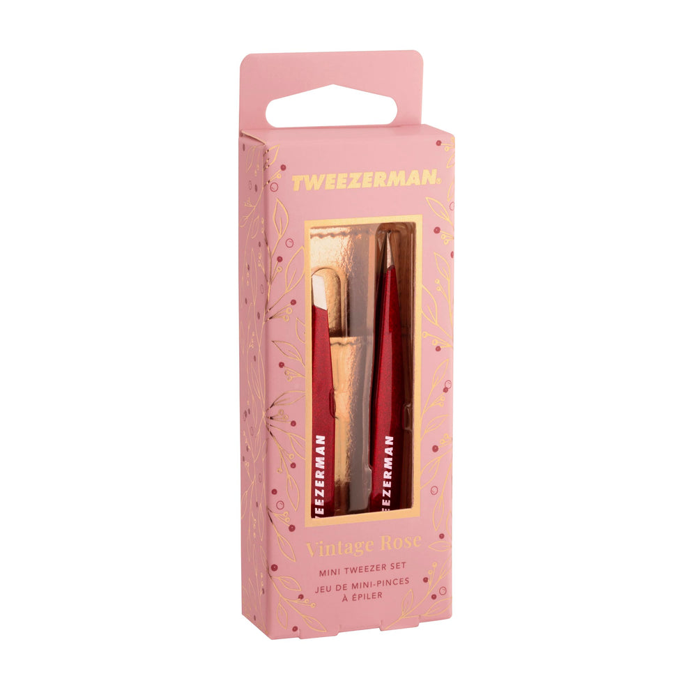 Tweezerman Vintage Rose gift presentation hint with box and sleeve.