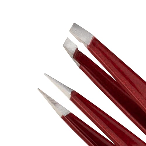 Tweezerman Vintage Rose mini-slant tweezer close-up for brow shaping.