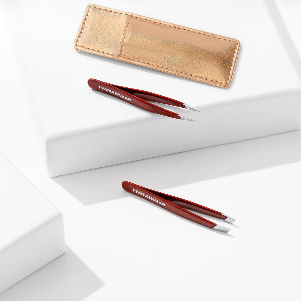 Tweezerman Vintage Rose travel-friendly packaging demonstrates TSA-compliant design.