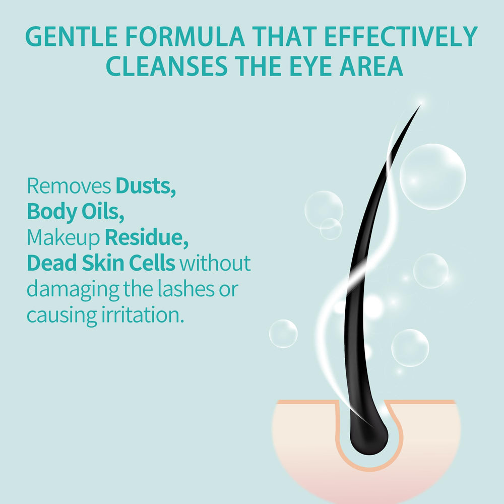 TWILASH BY DLY foaming cleanser close-up light, creamy lather for safe cleansing.