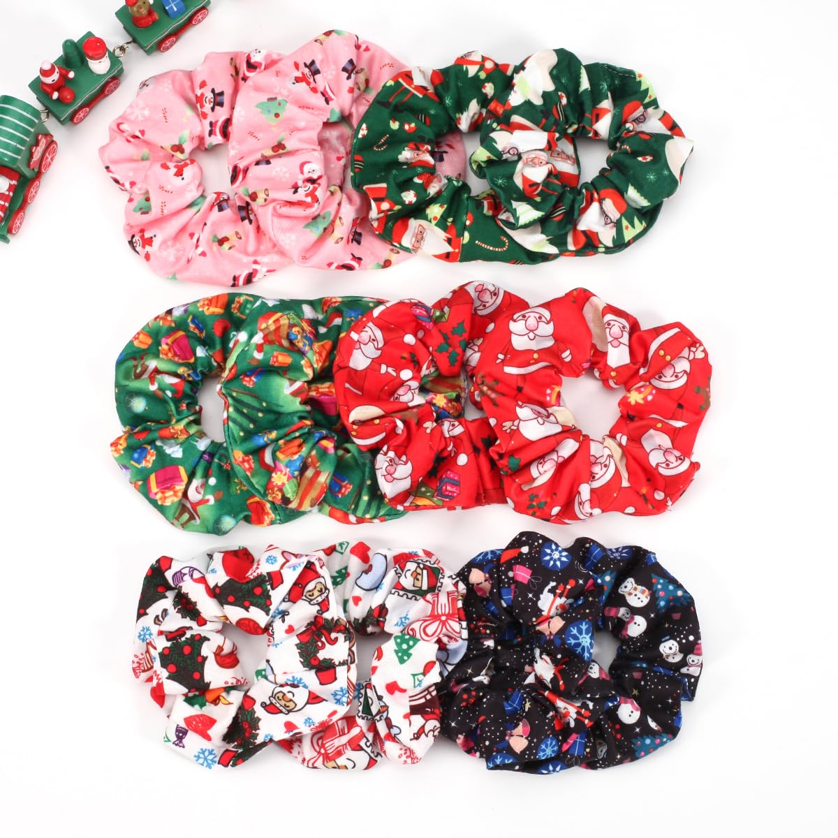 Twinfree Christmas scrunchies Christmas Tree pattern for seasonal outfits and secure wear.