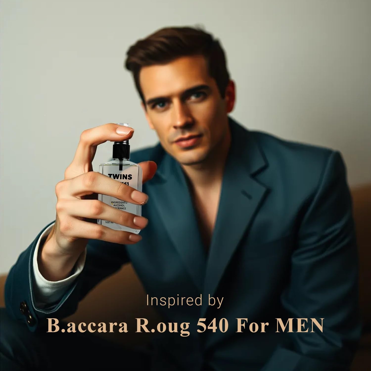 TWINS PARFUM Impression of Bac. Rou. 540 fragrance swirl on skin suggests lasting presence.